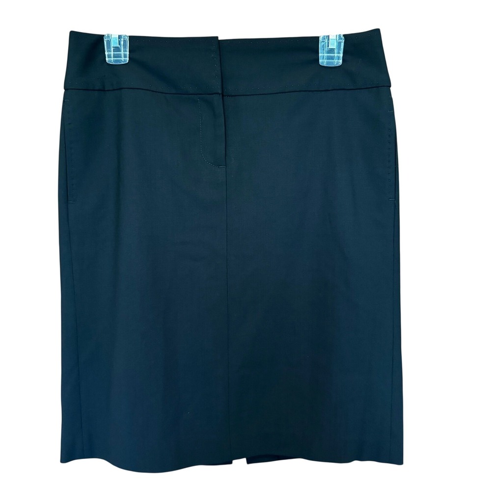 Vintage J.Crew Pencil‎ Skirt 4 Black Stretch Wool Blend Office Corporate Siren